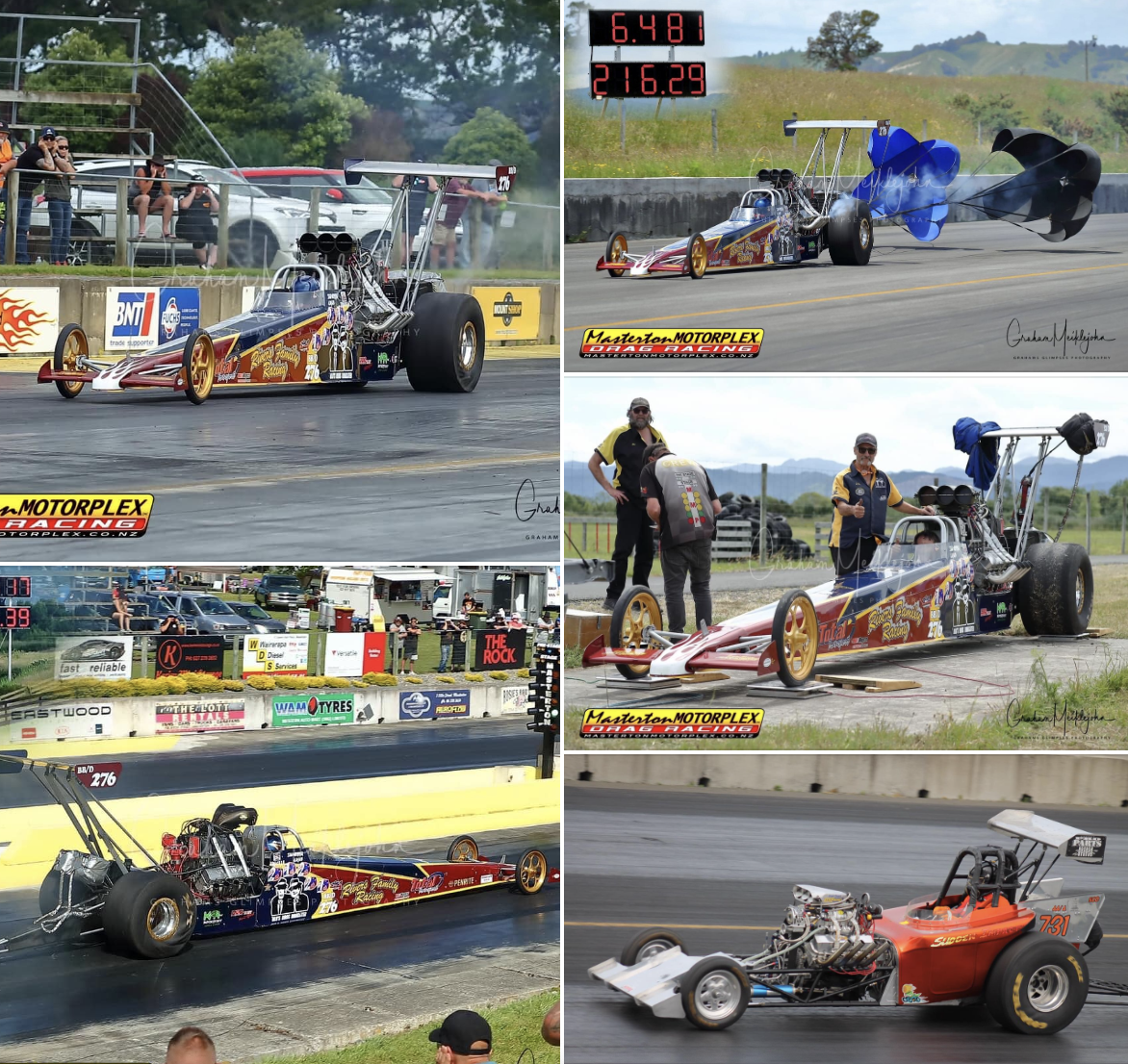 Rivers family racing dragster at the drag strip